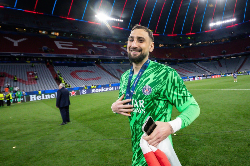 Munich, Germany. 31 May 2025. UEFA Champions League. Final. Paris Saint-Germain V Inter Milan 5-0. Luigi Donnarumma, goalkeeper PSG, celebrating.