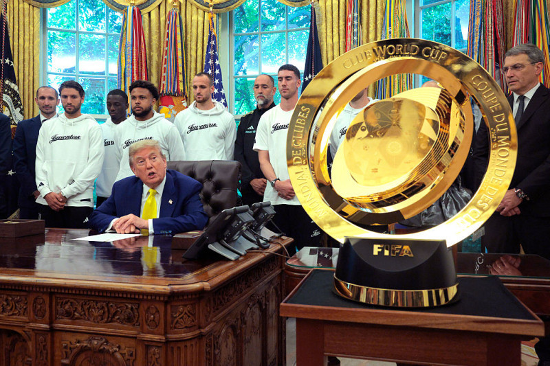 President Trump Hosts Juventus FC In The Oval Office Of The White House
