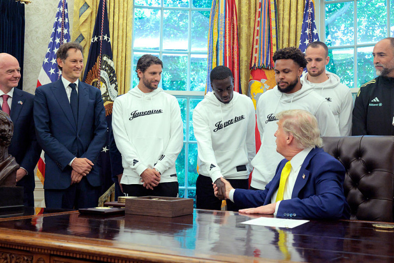 President Trump Hosts Juventus FC In The Oval Office Of The White House