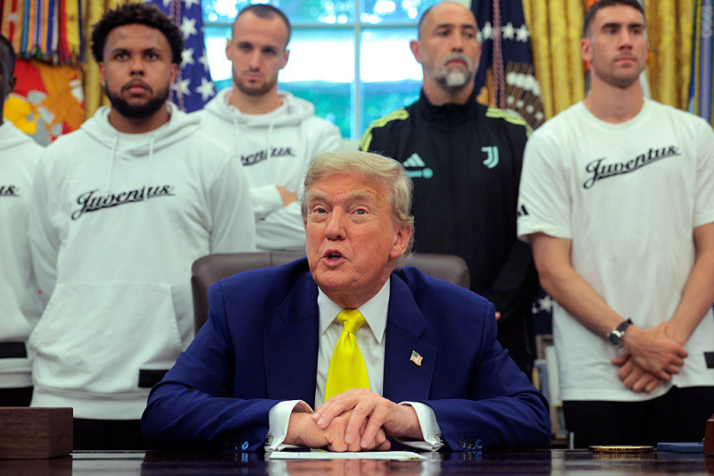 President Trump Hosts Juventus FC In The Oval Office Of The White House