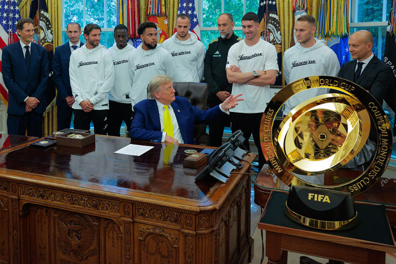 President Trump Hosts Juventus FC In The Oval Office Of The White House