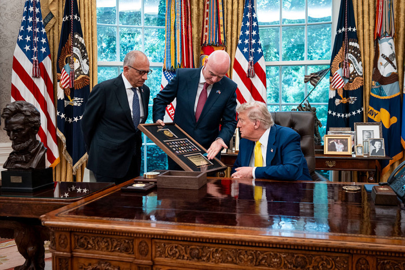 President Trump Hosts Juventus FC In The Oval Office Of The White House