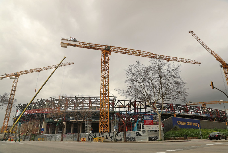 Camp Nou: seats, grass and third tier underway, Barcelona, Spain - 03 Mar 2025