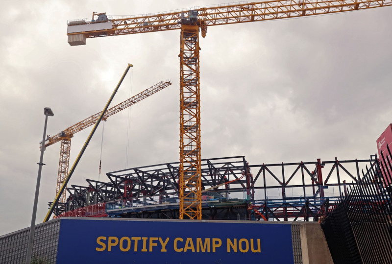Camp Nou: seats, grass and third tier underway, Barcelona, Spain - 03 Mar 2025