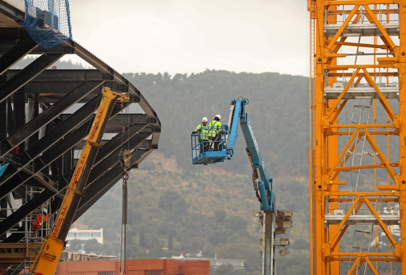 Camp Nou: seats, grass and third tier underway, Barcelona, Spain - 03 Mar 2025