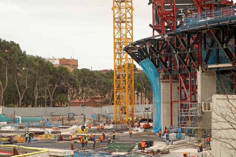Camp Nou: seats, grass and third tier underway, Barcelona, Spain - 03 Mar 2025
