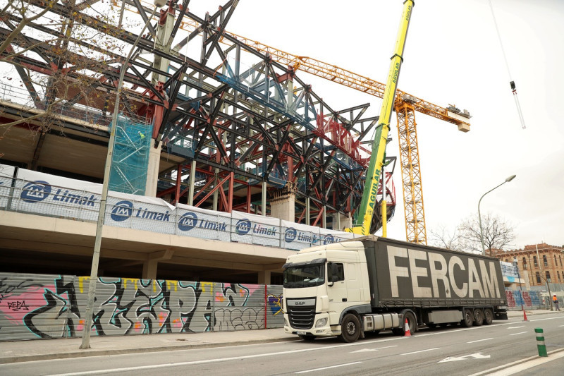Camp Nou: seats, grass and third tier underway, Barcelona, Spain - 03 Mar 2025