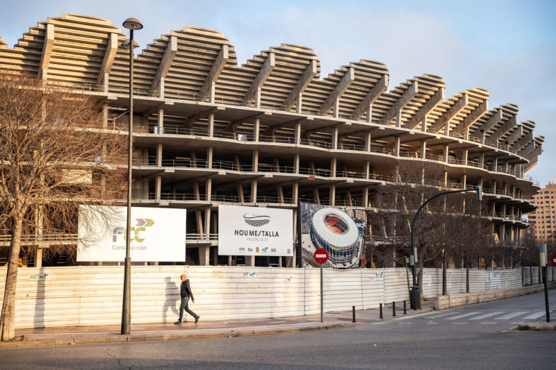 Nou Mestalla Stir: Valencia's Frozen Stadium Shows Life Amid Club Crisis., Spain - 18 Feb 2025