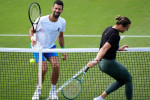 Novak Djokovic and Aryna Sabalenka during a practice session at the All England Lawn Tennis and Croquet Club, ahead of the Wimbledon Championships, which begin on June 30th. Picture date: Wednesday June 25, 2025.