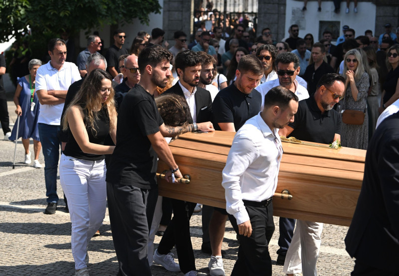 Diogo Jota's wife Rute Cardoso after the funeral of Diogo Jota and Andre Silva being held at Igreja Matriz de Gondomar in the town of Gondomar near Porto. The Liverpool and Portugal forward died along with his younger brother Andre Silva in the accident i