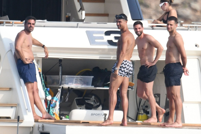 Portugal's Football Icon Cristiano Ronaldo who plays for the Saudi Professional League club Al Nassr is spotted with his sexy partner Georgina Rodriguez on holiday in Sardinia.