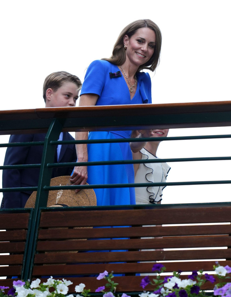 The Princess of Wales with Princess Charlotte and Prince George as they arrive on day fourteen of the 2025 Wimbledon Championships at the All England Lawn Tennis and Croquet Club, London. Picture date: Sunday July 13, 2025.