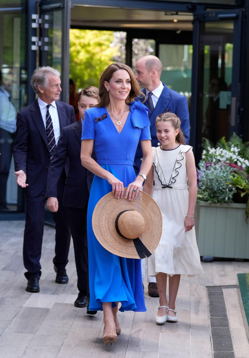 The Princess of Wales, Prince George, Princess Charlotte and the Prince of Wales arrive on day fourteen of the 2025 Wimbledon Championships at the All England Lawn Tennis and Croquet Club, London. Picture date: Sunday July 13, 2025.