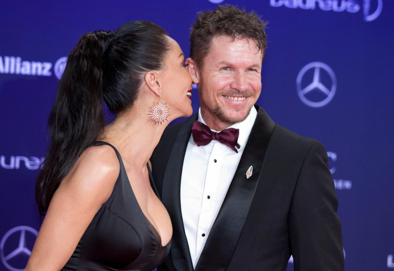 Monte Carlo, Monaco - February 14, 2017: Red Carpet at the Laureus World Sports Awards with Felix Baumgartner and Friend Mihaela Schwartzenberg