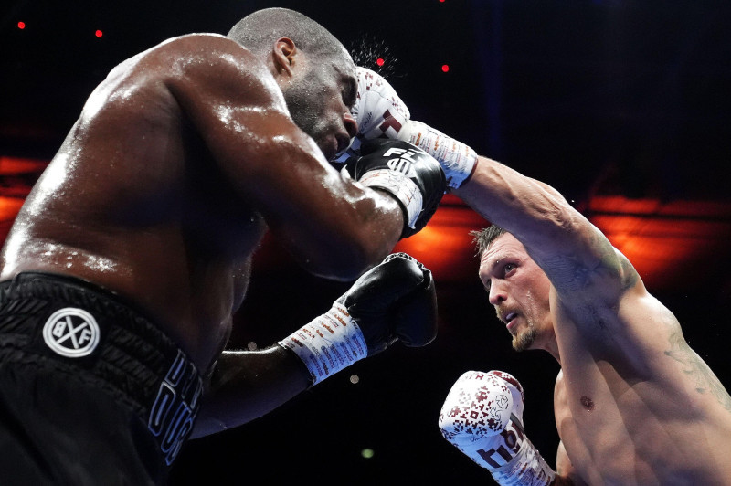 Oleksandr Usyk and Daniel Dubois (left) in action during their IBF, IBO, WBC and WBO World heavyweight bout at Wembley Stadium, London. Picture date: Saturday July 19, 2025.