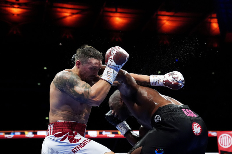 Oleksandr Usyk and Daniel Dubois (right) in action during their IBF, IBO, WBC and WBO World heavyweight bout at Wembley Stadium, London. Picture date: Saturday July 19, 2025.