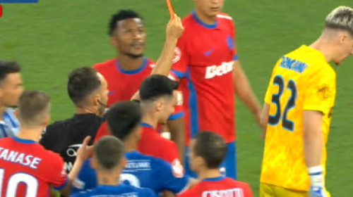 Roșu direct! Ștefan Târnovanu a spus câteva cuvinte și a fost eliminat imediat, în FCSB - Farul