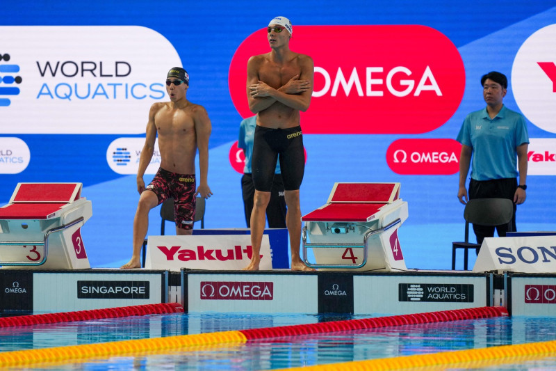 David Popovici (ROU) during the World Aquatics Championships – Swimming competition on Saturday at the Singapore Sports Hub, Singapore on July 28, 2025. Photo by Antoine Lapeyre/ABACAPRESS.COM