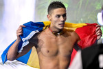 Singapore, Singapore. 29th July, 2025. David Popovici of Romania reacts after winning the gold medal in the swimming 200m Freestyle Men Final during the 22nd World Aquatics Championships at the WAC Arena in Singapore (Singapore), July 29, 2025. Credit: In