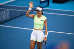 MASON, OHIO - AUGUST 11: Sorana Cirstea of Romania waves to the crowd during Day 5 of the Cincinnati Open at the Lindner Family Tennis Center on August 11, 2025 in Mason, Ohio. (Photo by Mauricio Paiz)