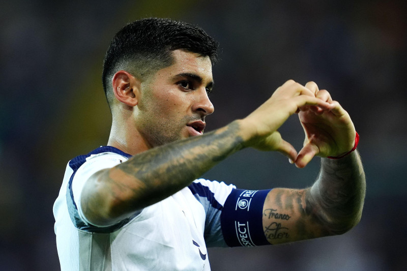 Tottenham Hotspur's Cristian Romero celebrates scoring their side's second goal during the UEFA Super Cup final at the Bluenergy Stadium in Udine, Italy. Picture date: Wednesday August 13, 2025.