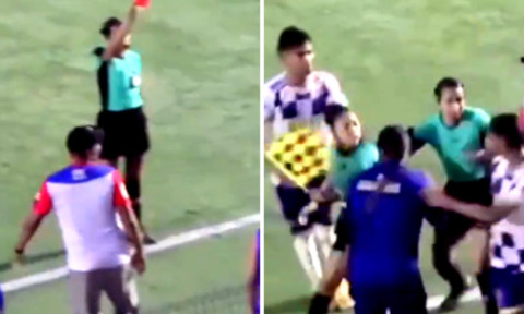 FOTO Scene "șocante": a luat roșu și i-a dat arbitrei o palmă peste față! Imaginile fac înconjurul lumii