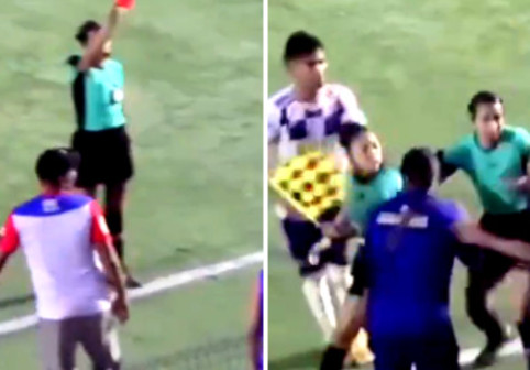 "Șocant". Arbitră lovită peste față de un fotbalist, în văzul tuturor! Imaginile fac înconjurul lumii