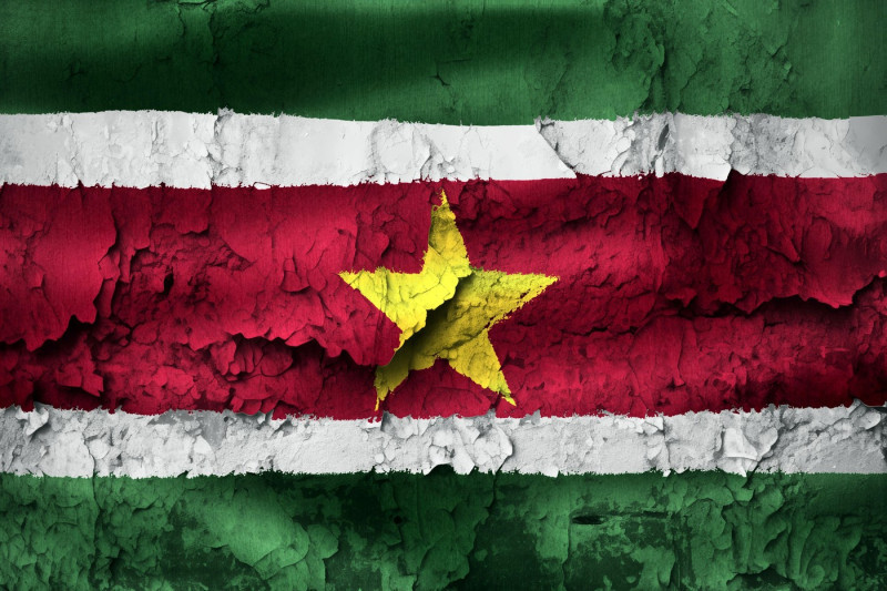 3D-Illustration of a Suriname flag - realistic waving fabric flag.