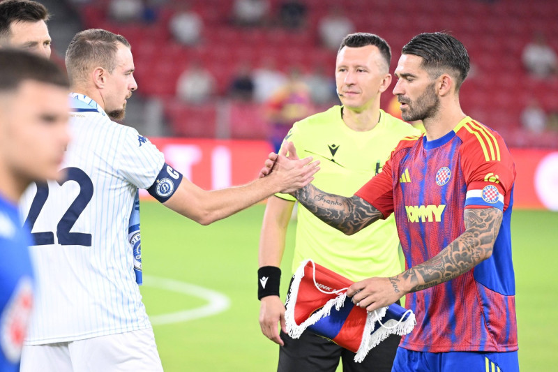 Tirana, Albania, 140825. Air Albania Stadium. UEFA Conference League 3rd qualifying round second leg football match, Din