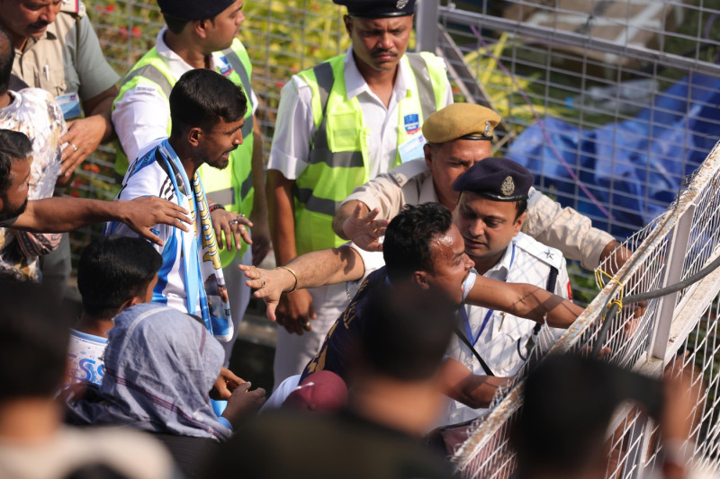 Spectators vandalise the stadium for sky rocket ticket prices as the show was not up to mark during Lionel Messi G.O.A.T tour 2025 in Kolkata City Of Joy at Vivekananda Yuba Bharati Krirangan(VYBK) Stadium, Kolkata, West Bengal, India 13th December 2025