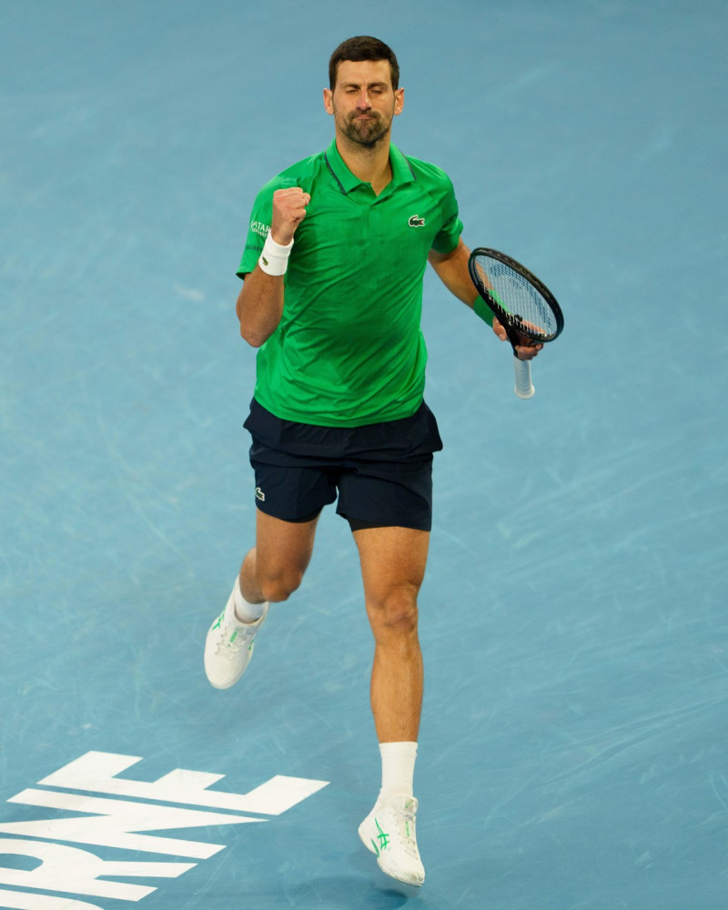February 1, 2026: 4th seed NOVAK DJOKOVIC of Serbia in action against 1st seed CARLOS ALCARAZ of Spain on Rod Laver Arena in the Men's Singles Final match on day 15 of the 2026 Australian Open in Melbourne, Australia. Sydney Low/Cal Sport Media