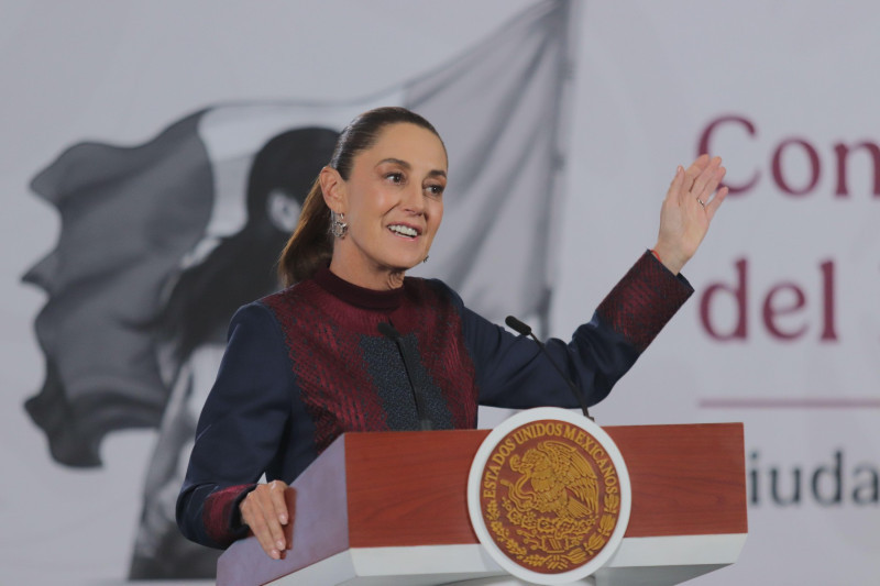 Mexico City, Mexico. 05th Mar, 2026. Mexico's President Claudia Sheinbaum announced during a briefing the contest "Represent Mexico at the Opening of the 2026 FIFA World Cup," through the so-called "President's ticket" at National Palace. on March 5, 2026