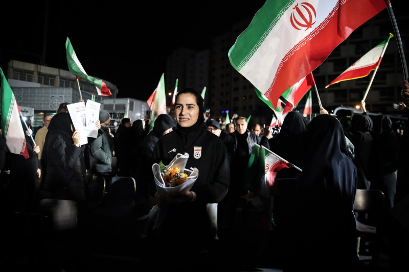 Iran women's team footballers retrun home