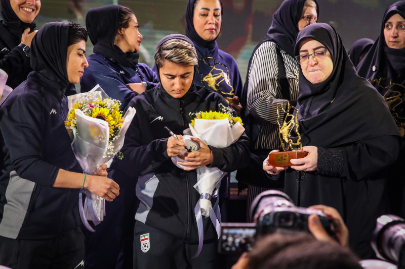 Iran women's team footballers retrun home