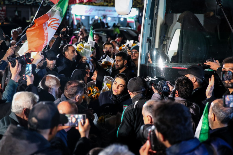 Iran women's team footballers retrun home