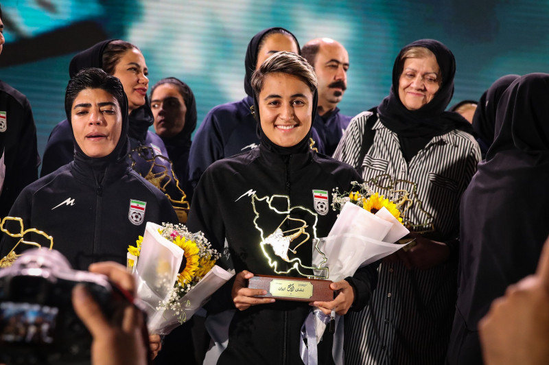 Iran women's team footballers retrun home