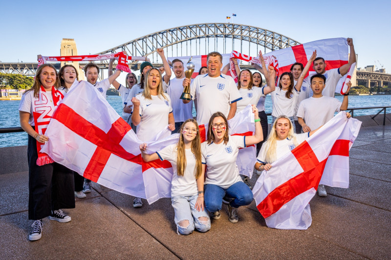 Steve McClaren look-a-like turns up in Oz to support the Lionesses - after travelling to watch eight men's tournaments