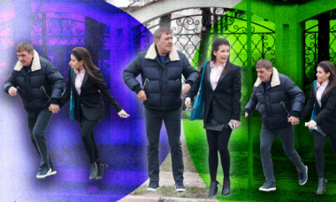 „Regele” are grijă de prințesa lui. Gică Hagi o ține de mână și o traversează strada pe Kira