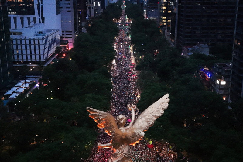 Mexican fans celebrate Mexico's victory against South Africa after the World Cup opener