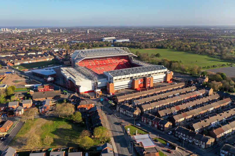 Aerial Views Of Anfield As Football Remains Suspended Due To Coronavirus