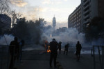 Protests In Santiago On The Second Anniversary of Piñera's Government