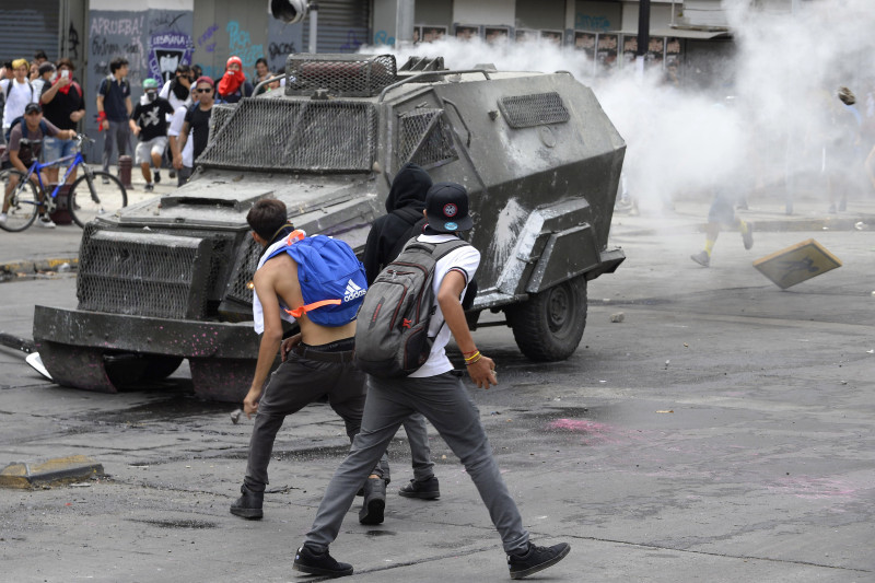 Protests In Santiago On The Second Anniversary of Piñera's Government