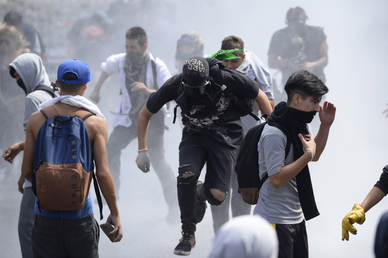 Protests In Santiago On The Second Anniversary of Piñera's Government