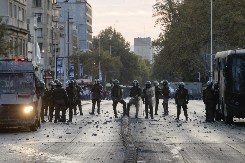 Protests In Santiago On The Second Anniversary of Piñera's Government