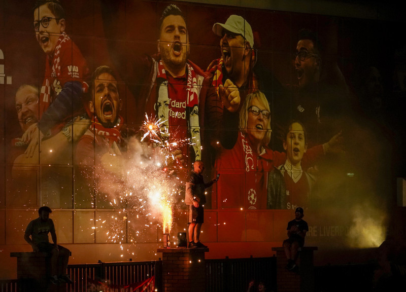 Fans Celebrate Liverpool FC Winning The Premier League Title