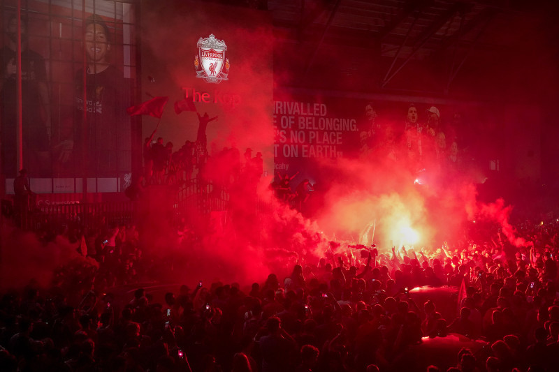 Fans Celebrate Liverpool FC Winning The Premier League Title