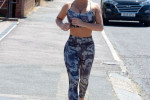*EXCLUSIVE* Model and reality star Bianca Gascoigne shows off her amazing figure in a tie-dye 2 piece as she heads for a run in Gravesend in Kent. Bianca seems to have shrugged off the stressful few weeks she has had with her boyfriend Kris Boyson’s ex