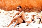 EXCLUSIVE PICTURES - Arsenal legend Robert Pires and his wife Jessica Lemarie enjoy a day at the beach in Ibiza