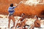 EXCLUSIVE PICTURES - Arsenal legend Robert Pires and his wife Jessica Lemarie enjoy a day at the beach in Ibiza