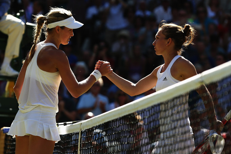 Eugenie Bouchard și Simona Halep, la Wimbledon, în 2014 / Foto: Getty Images
